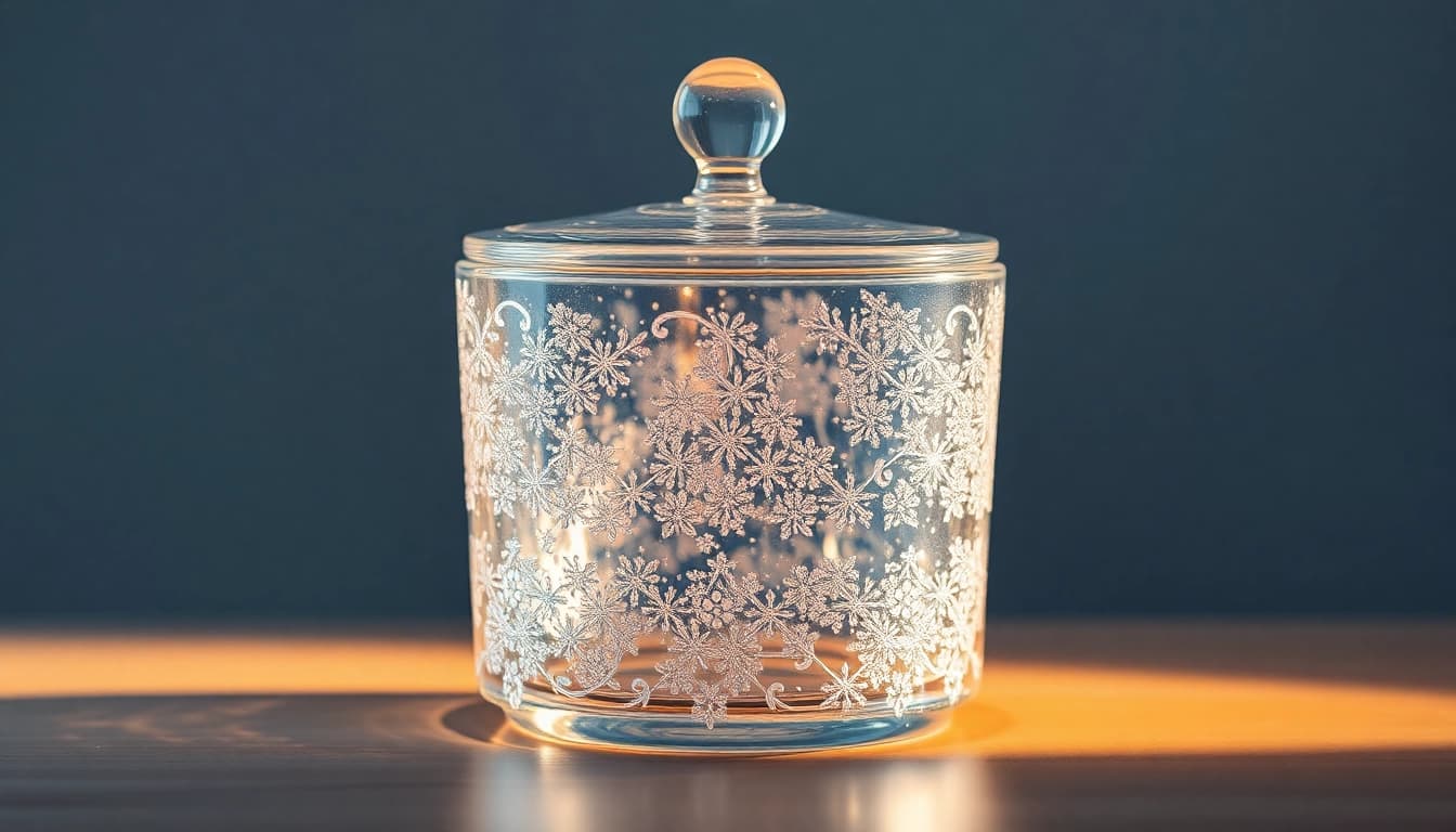 Kolloidales Silber in einem eleganten Glasbehälter, das sanft im Licht schimmert und seine Reinheit und Qualität zeigt.