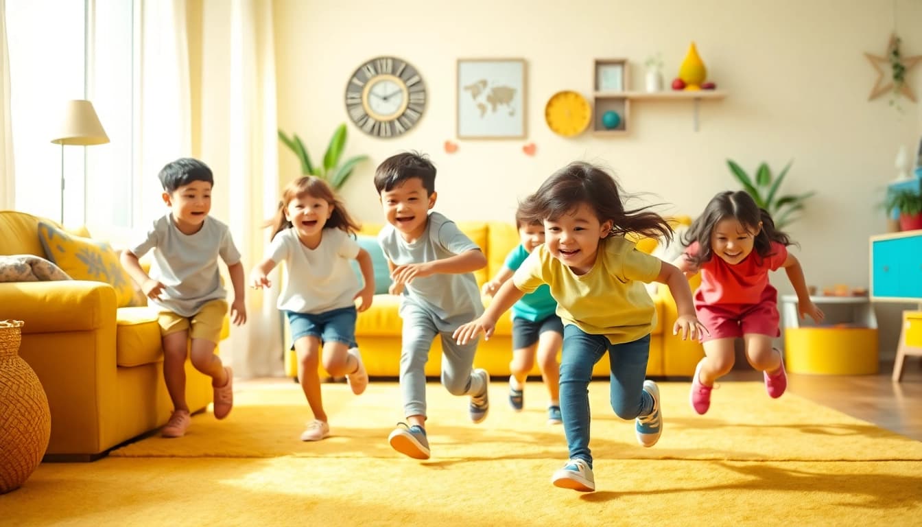 Bewegungsspiele fuer Kinder: Ideen fuer drinnen und draussen