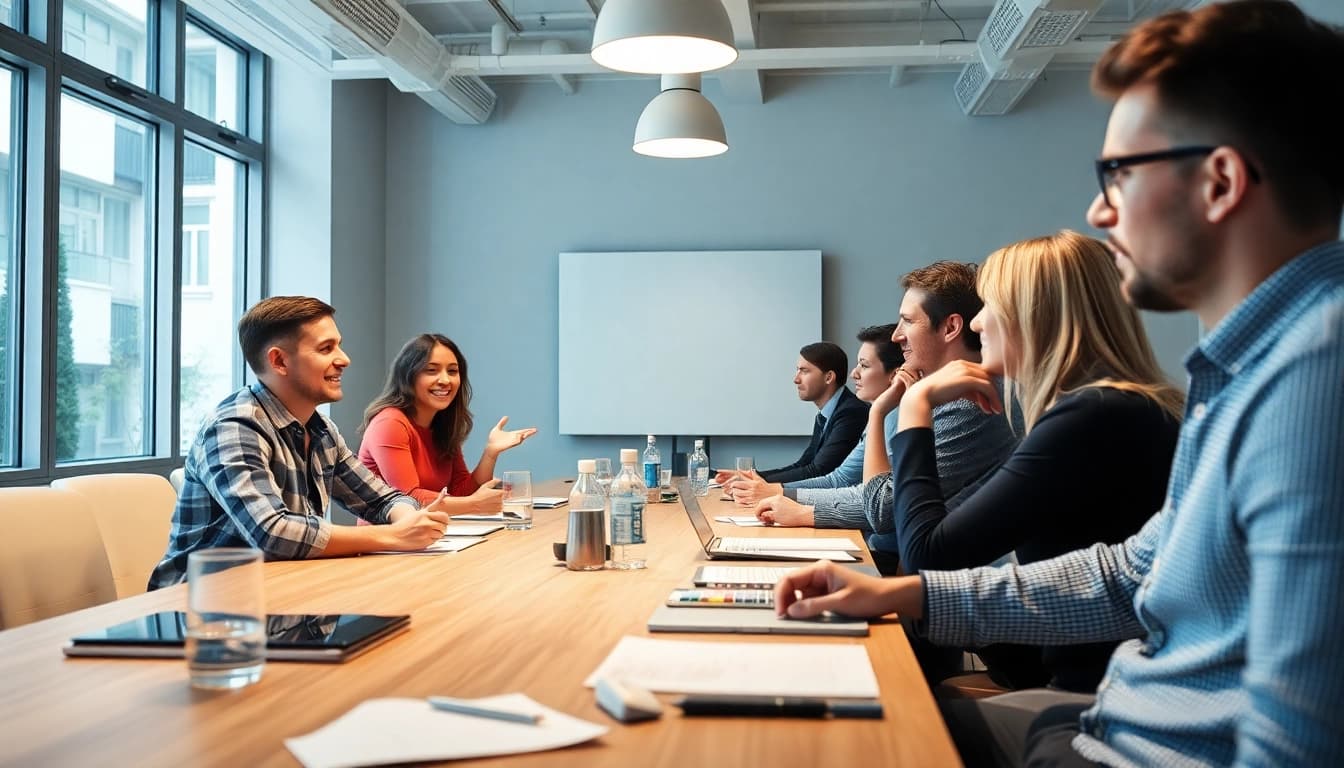 Vertriebsoffensive Seminar mit engagierten Teilnehmern, die an Verkaufsstrategien arbeiten und zusammenarbeiten.