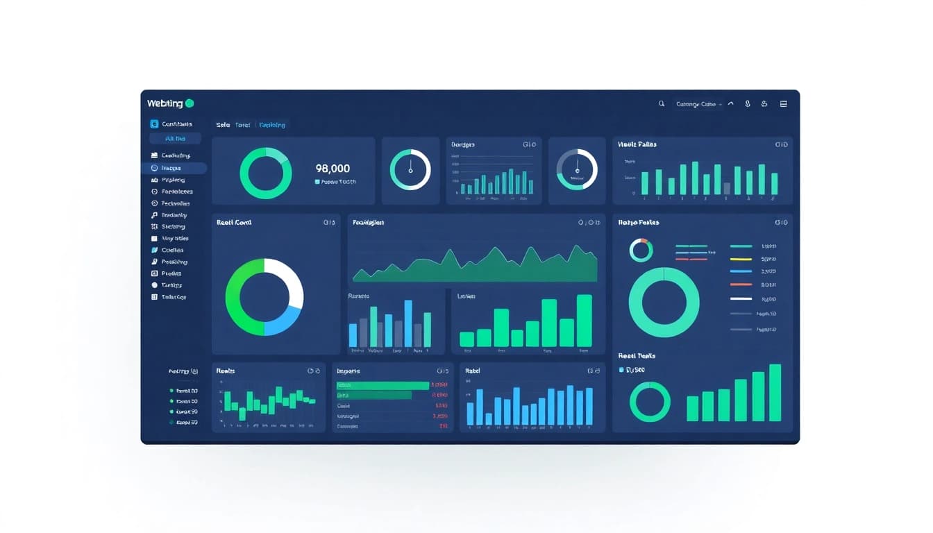 Visualisieren Sie den Web-Rang Ihrer Website mit modernen Dashboard-Metriken und ansprechendem Design.