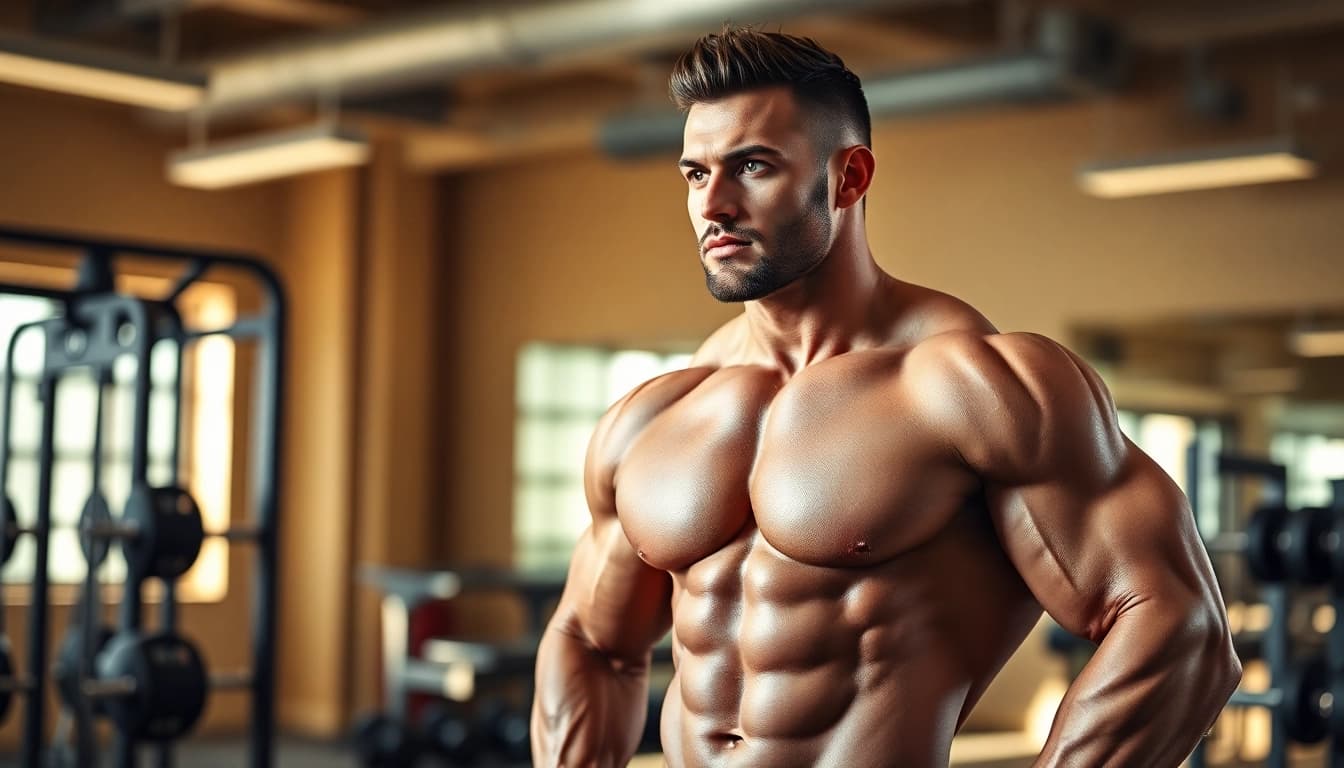 Boldobal Boldenone Undecanoate enhances muscle growth in bodybuilder's workout environment.
