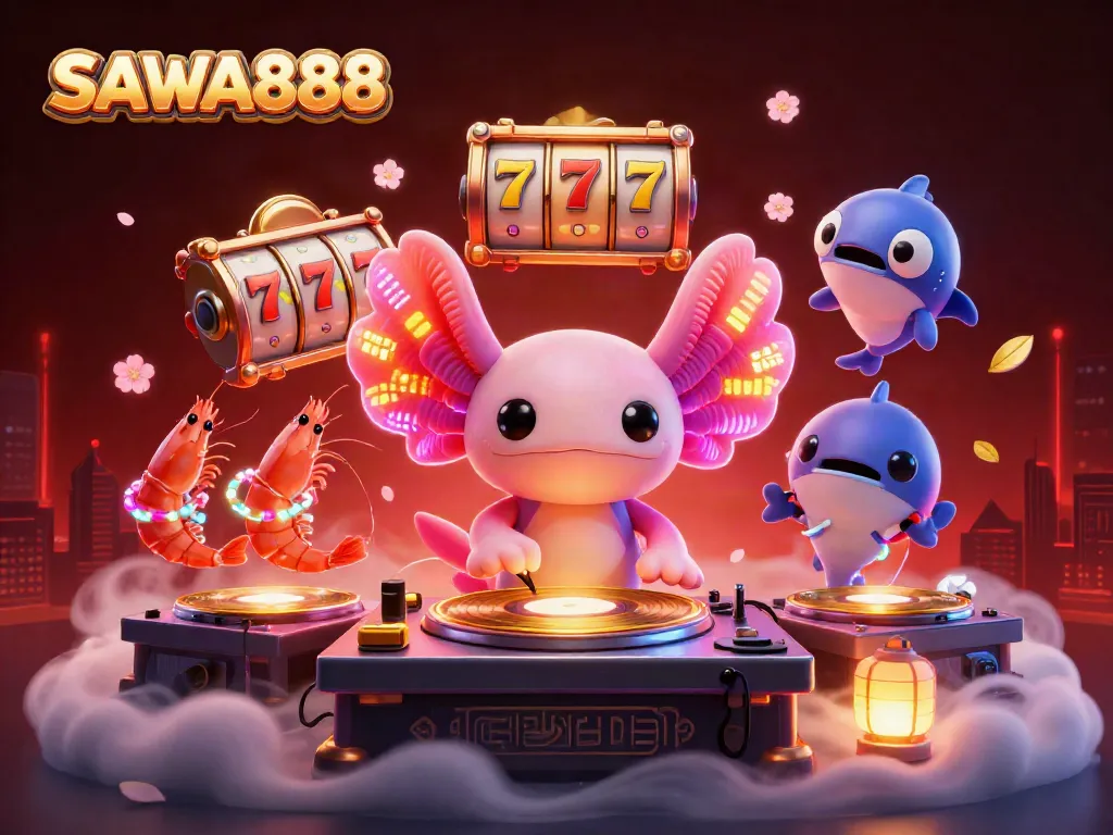 Experience thrilling slots and vibrant gameplay with SAWA888 in this dynamic casino scene.