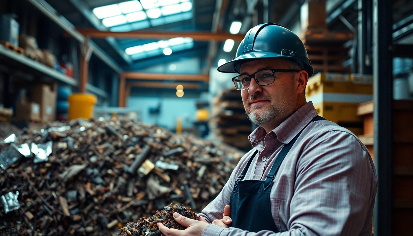 Schrotthändler Düsseldorf bei der Schrottabholung mit professionellem Equipment.