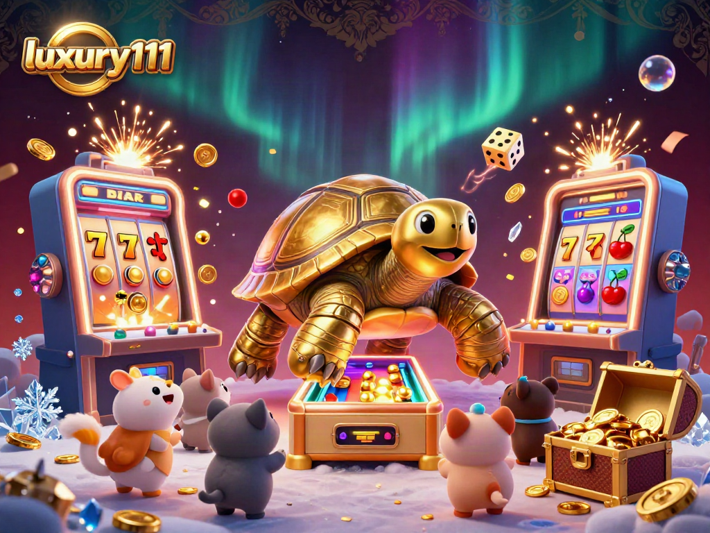 Experience luxury111 with a dynamic casino scene featuring golden tortoise and jackpot elements.