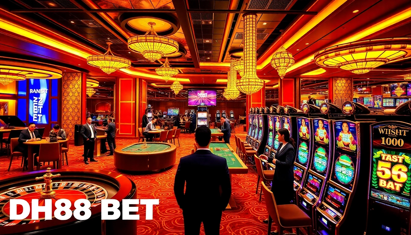 Experience the excitement of DH88 BET with vibrant roulette wheels and engaged gamblers.