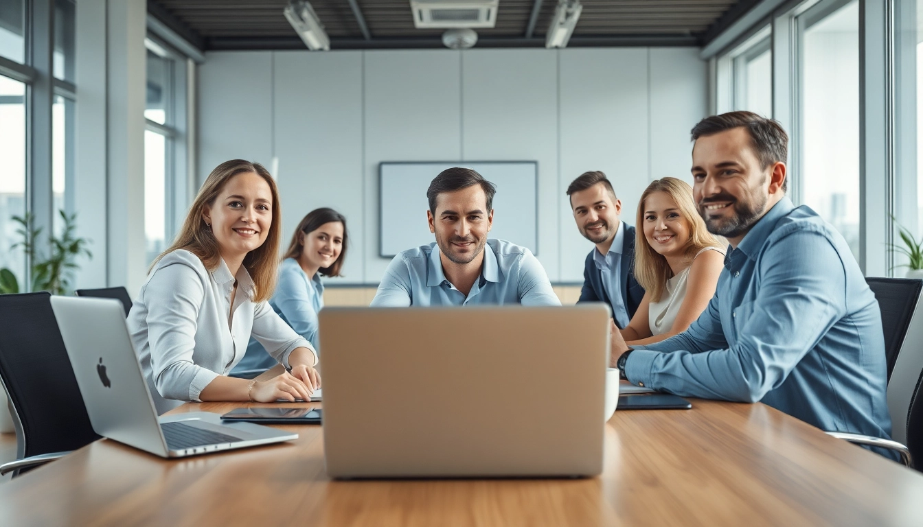 Headhunter Vertrieb in einem modernen Büro, das die Zusammenarbeit und das Engagement im Team zeigt.