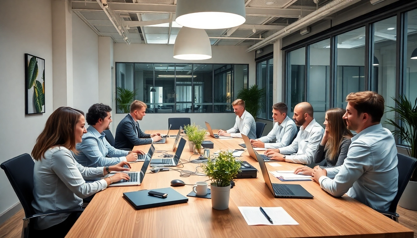 Beratungsunternehmen im modernen Büro diskutieren Strategien und Lösungen mit einem Fokus auf effektive Zusammenarbeit.