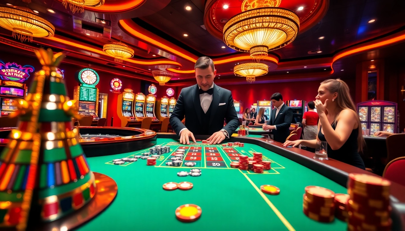 Players enjoying an exciting game at 33win's luxurious casino tables, enhancing their gambling experience.