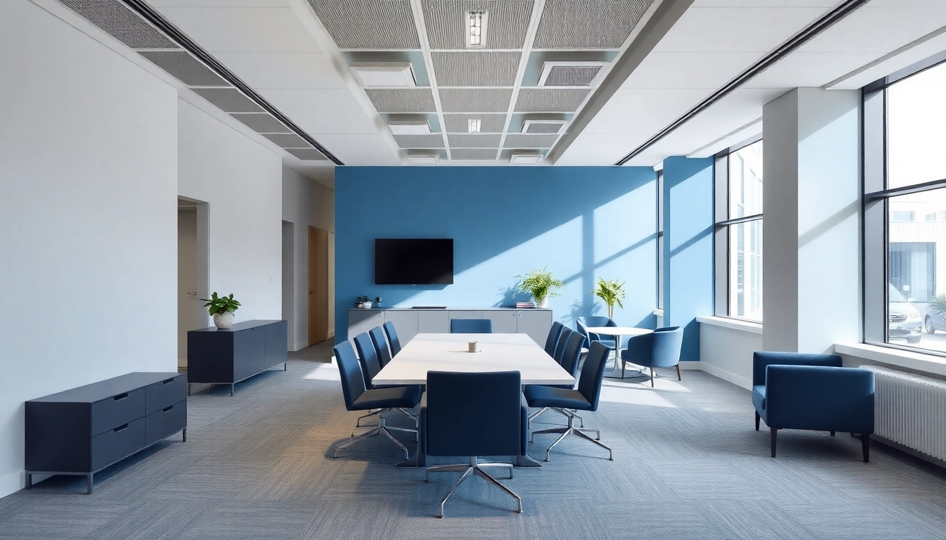 Professionelle Unternehmensberatung in einem modernen Büro mit klaren Linien und neutraler Farbpalette.