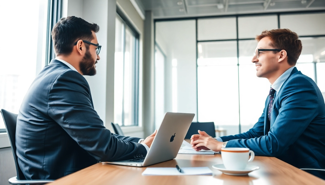 Professioneller Vertriebs-Headhunter interviewt Kandidaten mit Fokus auf dynamische Interaktion.