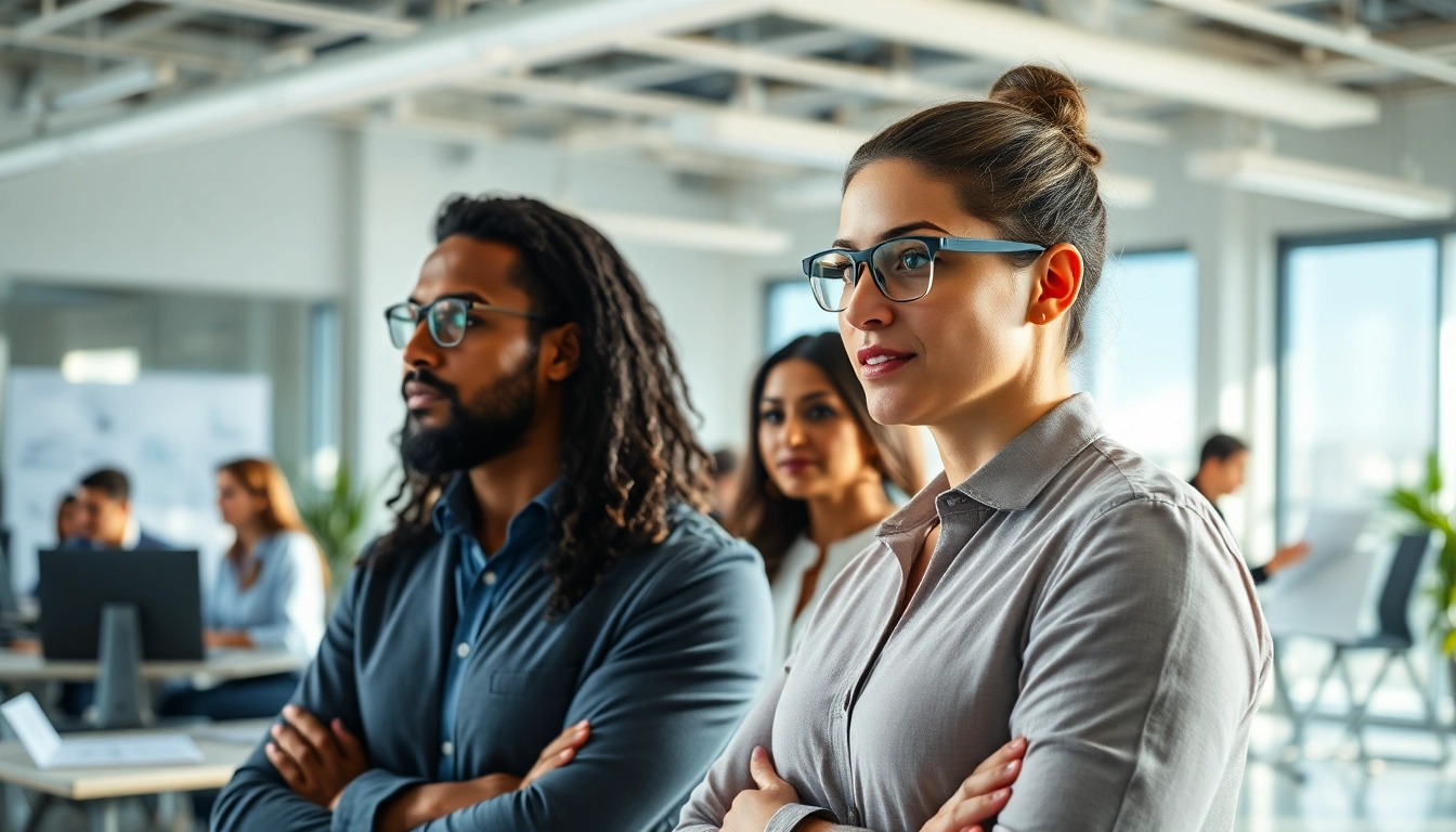 Headhunter Ingenieure im Gespräch mit Kandidaten in einem modernen Büro, Fokus auf Zusammenarbeit.
