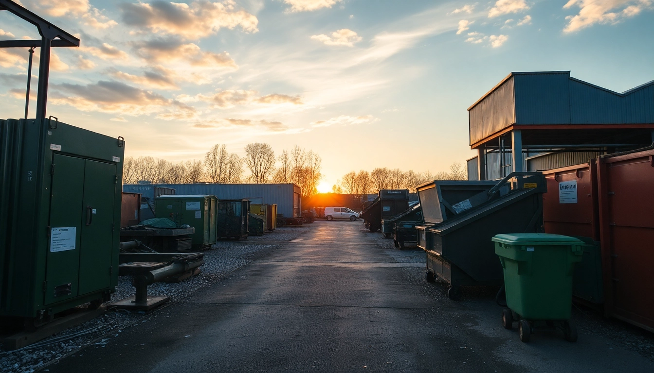 Schrottplatz Duisburg: Schrotthaufen und Recyclinggeräte in einem umweltfreundlichen Umfeld.