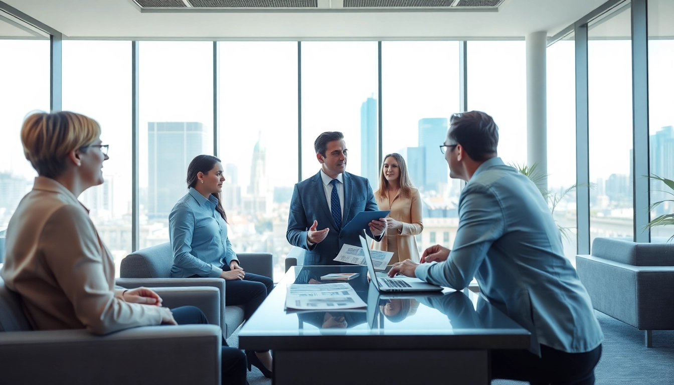 Professioneller Immobilienmakler Frankfurt Dornbusch berät Kunden in modernem Büro mit urbanem Blick.