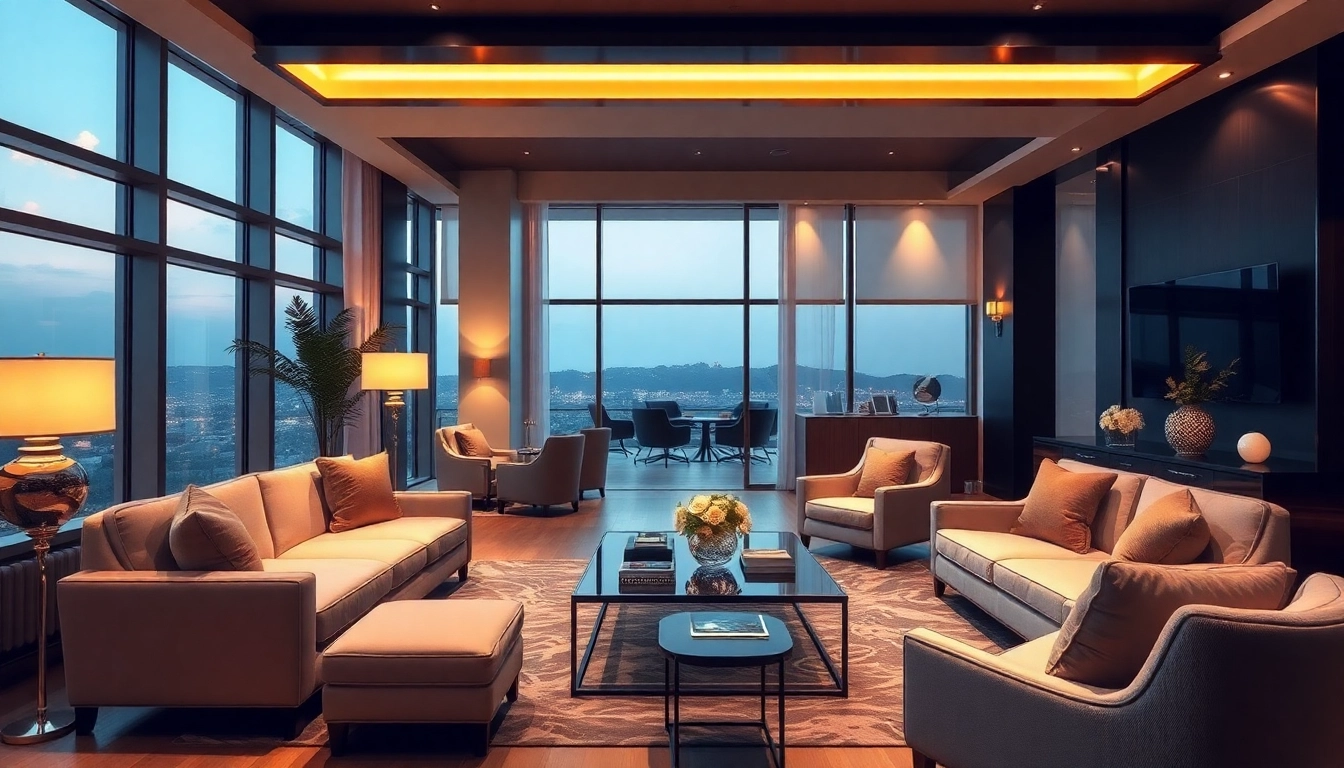 Luxury interior design showcasing elegant decor and soft lighting to enhance comfort.