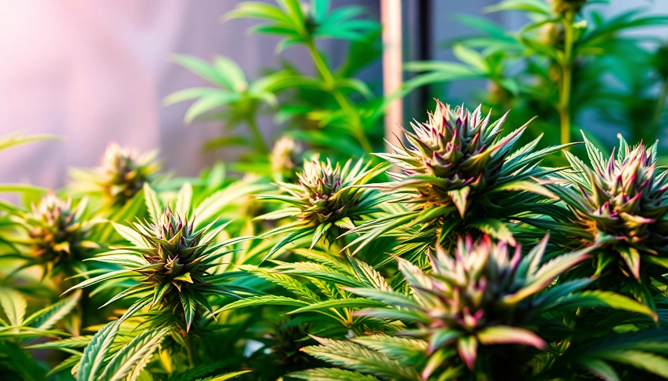 Explore feminized seeds and famous strains like Amnesia Haze in a lush cannabis garden alive with color and vitality.