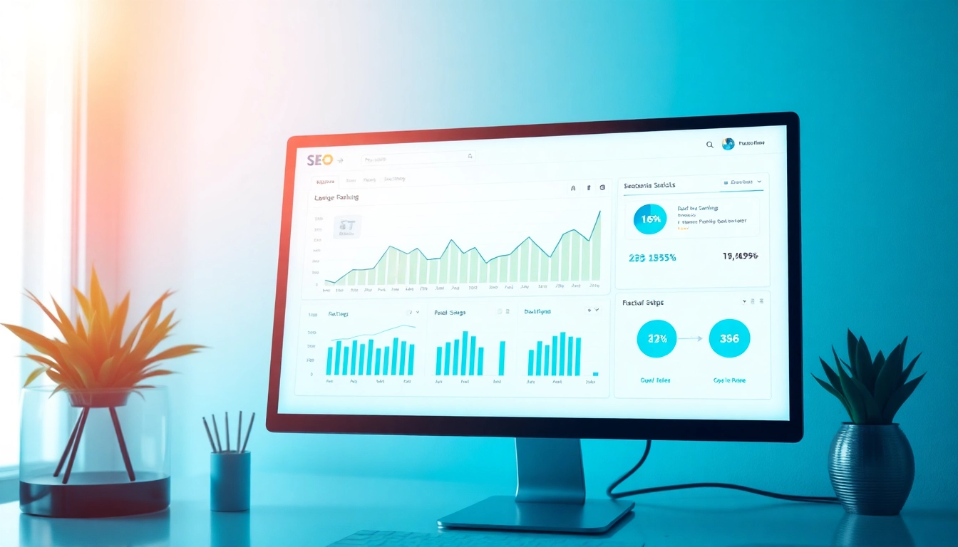 Grafik zeigt ein modernes Dashboard zur Analyse des SEO-Rankings für eine verbesserte online Sichtbarkeit.