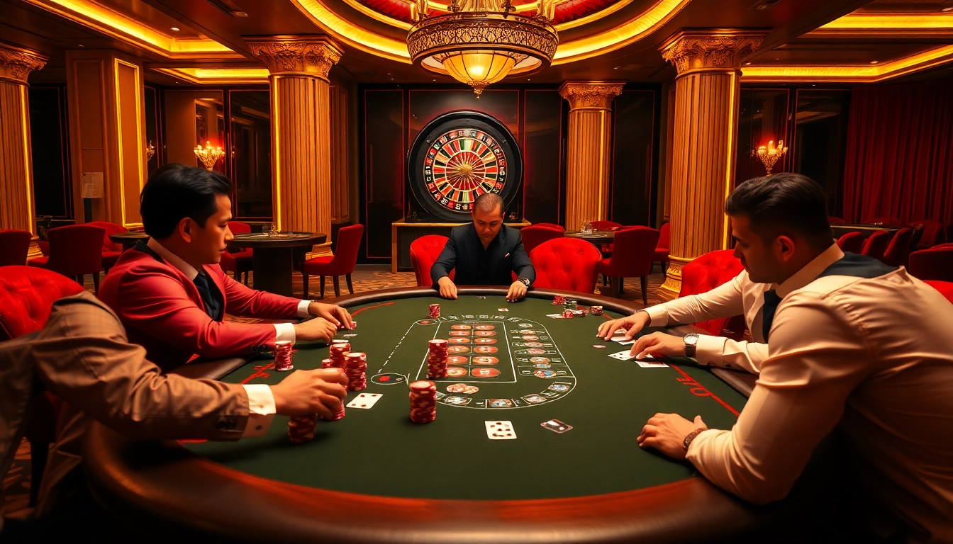 Exciting poker game in a luxurious casino emphasizing 88i thrilling gambling experience.