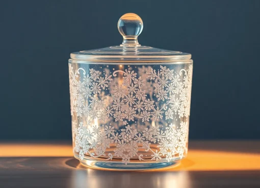 Kolloidales Silber in einem eleganten Glasbehälter, das sanft im Licht schimmert und seine Reinheit und Qualität zeigt.