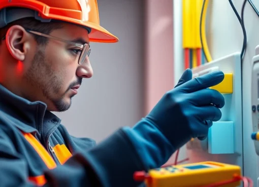Inspecting portable electrical devices for Prüfung ortsveränderlicher elektrischer Betriebsmittel compliance with safety standards.