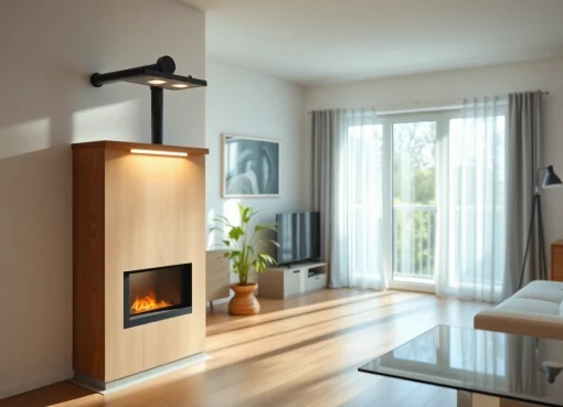 Effizienter Staubsauger reinigt den Boden in einem stilvollen Zuhause mit einem eleganten Design.