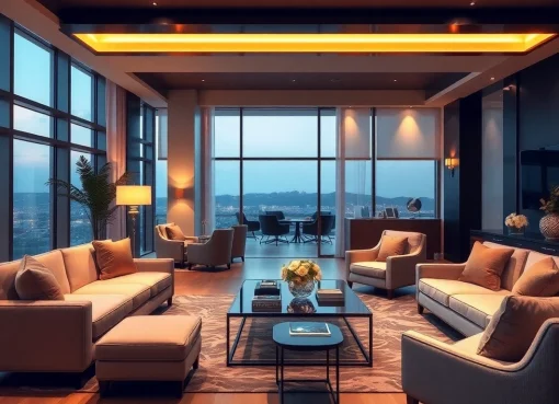 Luxury interior design showcasing elegant decor and soft lighting to enhance comfort.
