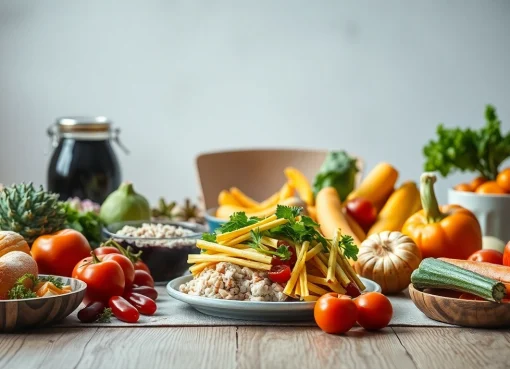 Gesunde Mahlzeit zur Förderung des Gewichtsverlusts mit frischen Zutaten.