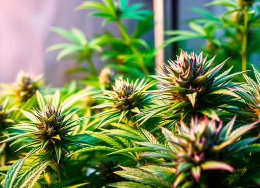 Explore feminized seeds and famous strains like Amnesia Haze in a lush cannabis garden alive with color and vitality.