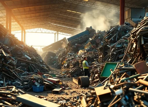Efficiency in action by Schrotthändler Remscheid as workers sort through scrap metal piles.