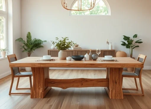 Genieße einen stilvollen Esstisch Eiche mit einzigartiger Baumkante, der durch hohe Qualität und natürliche Eleganz besticht.