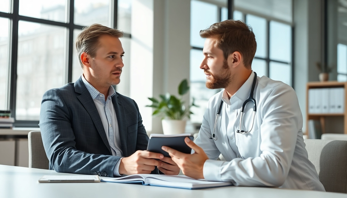 Headhunter Gesundheitswesen interviewt einen medizinischen Fachmann in einem modernen Büro, um die besten Talente zu identifizieren.