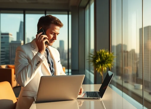 Headhunter Frankfurt am Main bei der Arbeit in einem eleganten Büro.