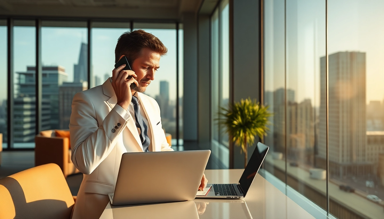 Headhunter Frankfurt am Main bei der Arbeit in einem eleganten Büro.