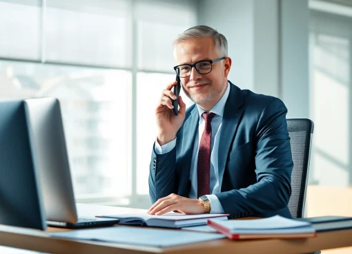 Headhunter Ärzte beraten professionell, während sie in einem modernen Büro telefonieren.
