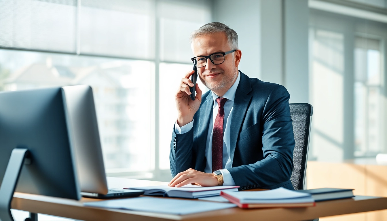 Headhunter Ärzte beraten professionell, während sie in einem modernen Büro telefonieren.