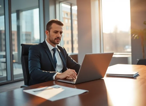 Headhunter Frankfurt führt ein Gespräch mit einem Kandidaten in modernem Büro.