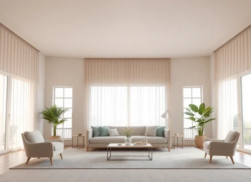 Maßgeschneiderte Plissee auf Maß präsentieren sich elegant in einem modernen Wohnraum.