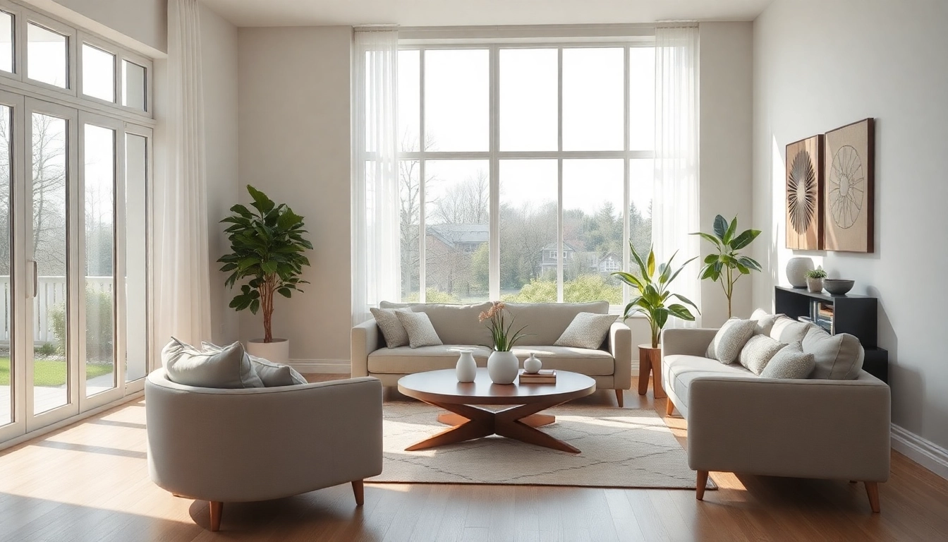 Einladende Raumgestaltung mit natürlichem Licht und warmer Farbpalette