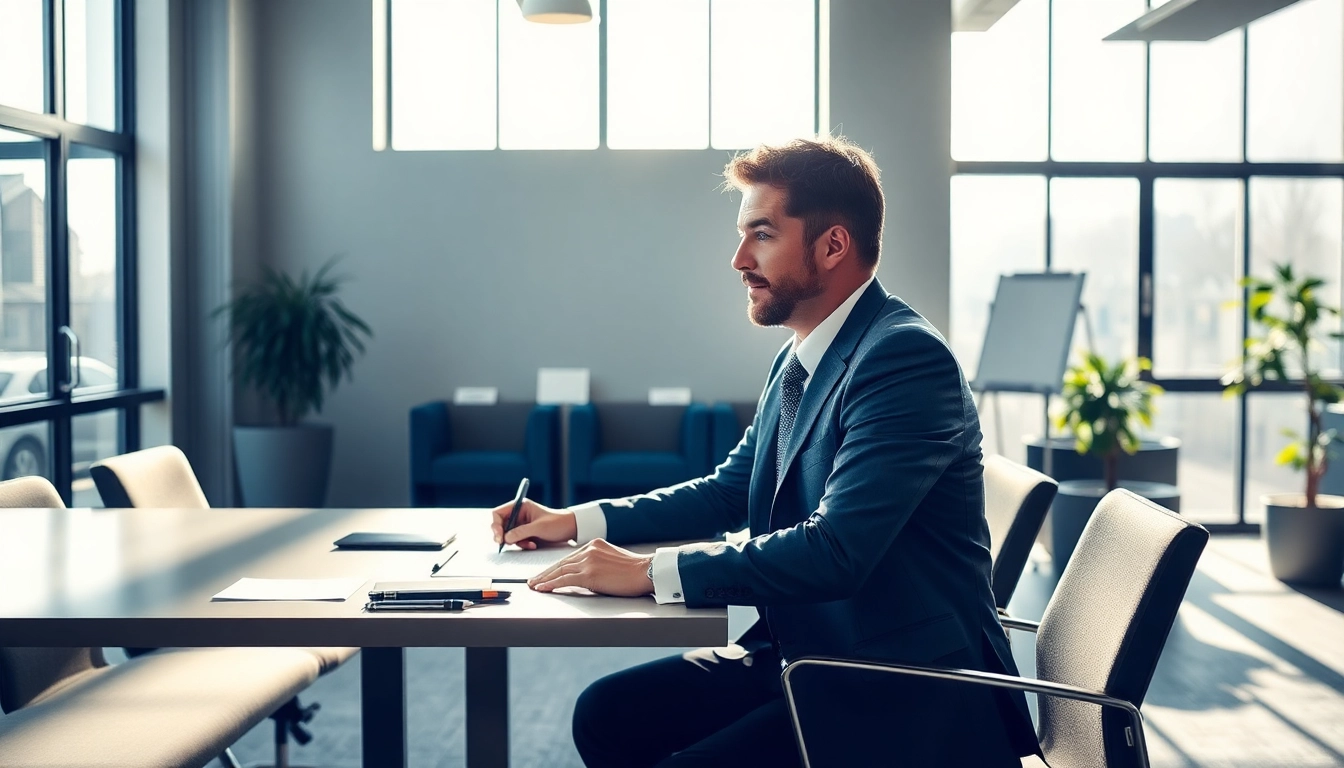 Headhunter Saarbrücken: Ein professioneller Berater inspiriert Führungskräfte in einem modernen Büro.