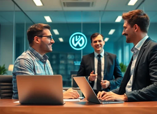 Interaktion zwischen einem Headhunter Bochum und einem Kandidaten in einem modernen Büro.