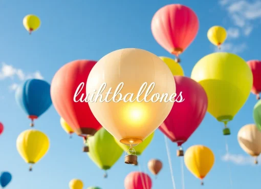 Luftballons bedrucken: Bunte Luftballons schwebend im Himmel, perfekt für Feierlichkeiten.