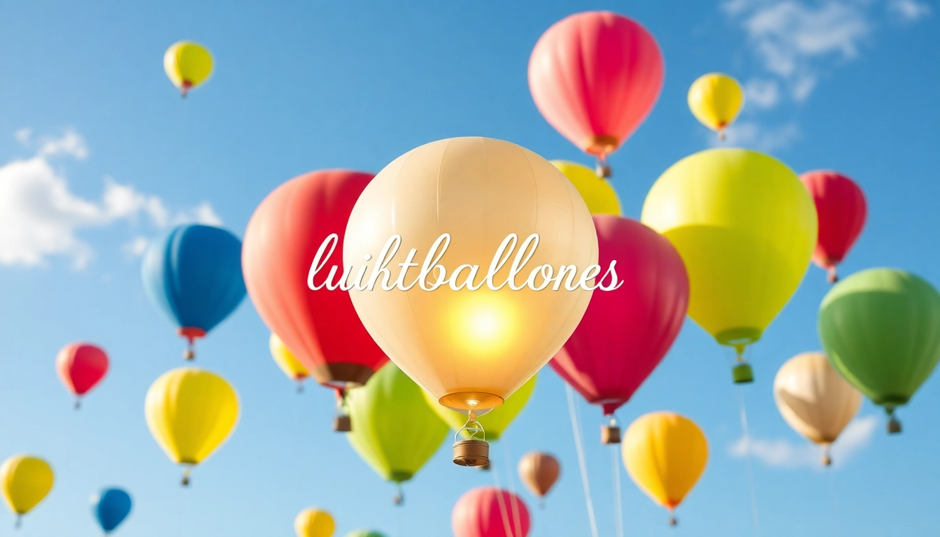 Luftballons bedrucken: Bunte Luftballons schwebend im Himmel, perfekt für Feierlichkeiten.