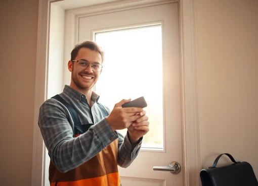 Techniker öffnet eine Tür professionell im Schlüsselnotdienst Berlin.