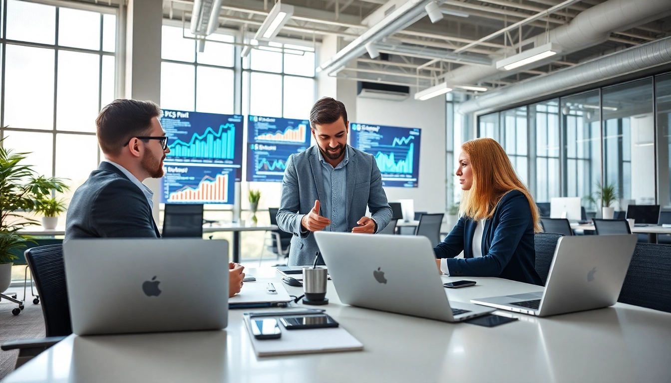 Technologie in einer modernen Büroumgebung mit innovativen Geräten und Graphen.