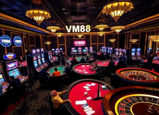Experience thrilling gameplay at VM88's luxurious online casino with vibrant tables and exciting action.