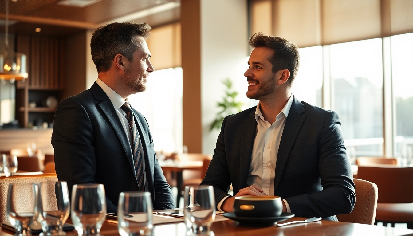 Headhunter Gastronomie führt ein Beratungsgespräch mit einem Bewerber in einem stilvollen Restaurant.