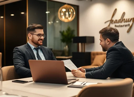 Headhunter Gastronomie beim Gespräch mit einem Restaurantbesitzer über Bewerberauswahl.