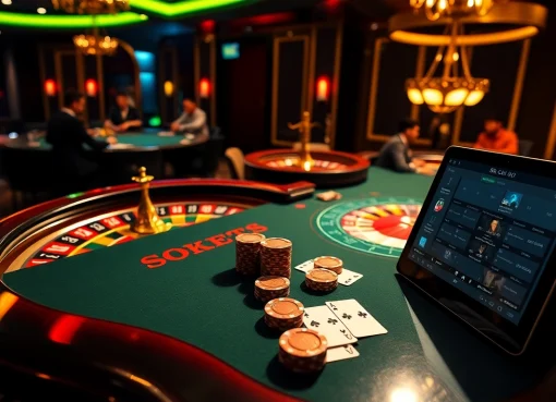 Play exciting poker at S8 com with luxurious casino elements like roulette wheels and high-stakes chips.
