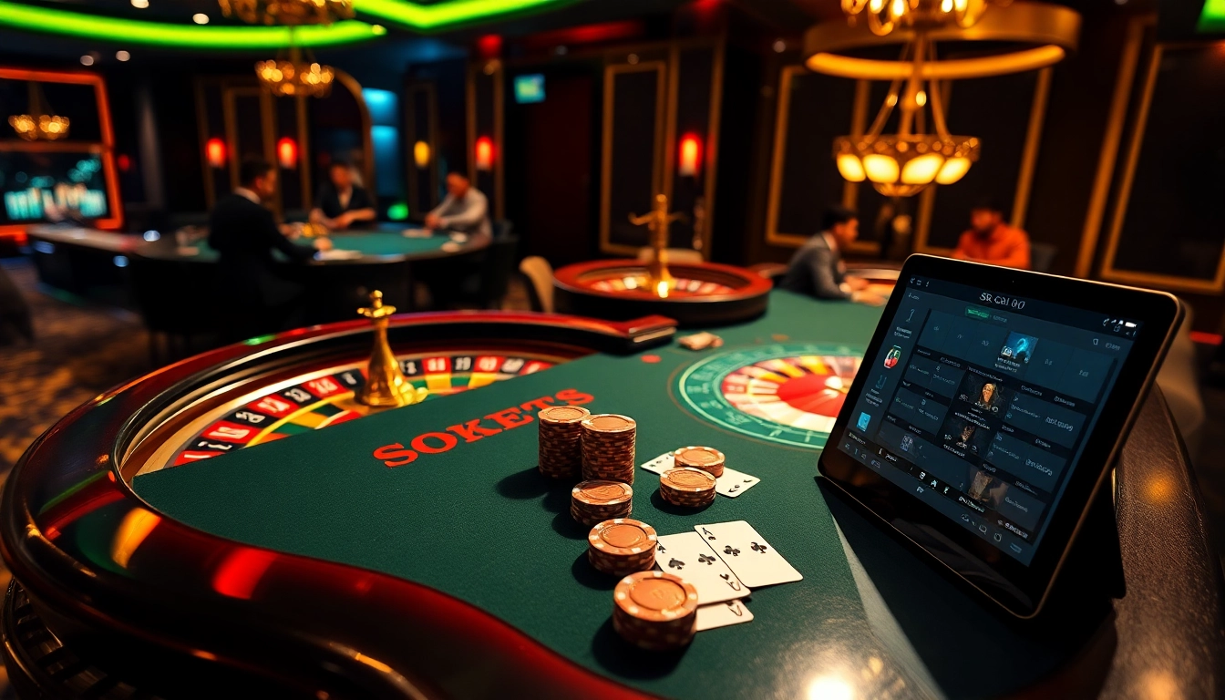 Play exciting poker at S8 com with luxurious casino elements like roulette wheels and high-stakes chips.