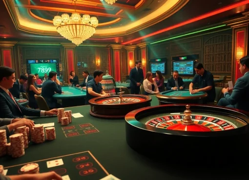 Exciting casino action at 789f with players engaged in roulette and poker.