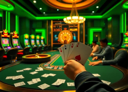 Sổ mơ 28bet highlights a winning poker hand in an elegant casino scene.